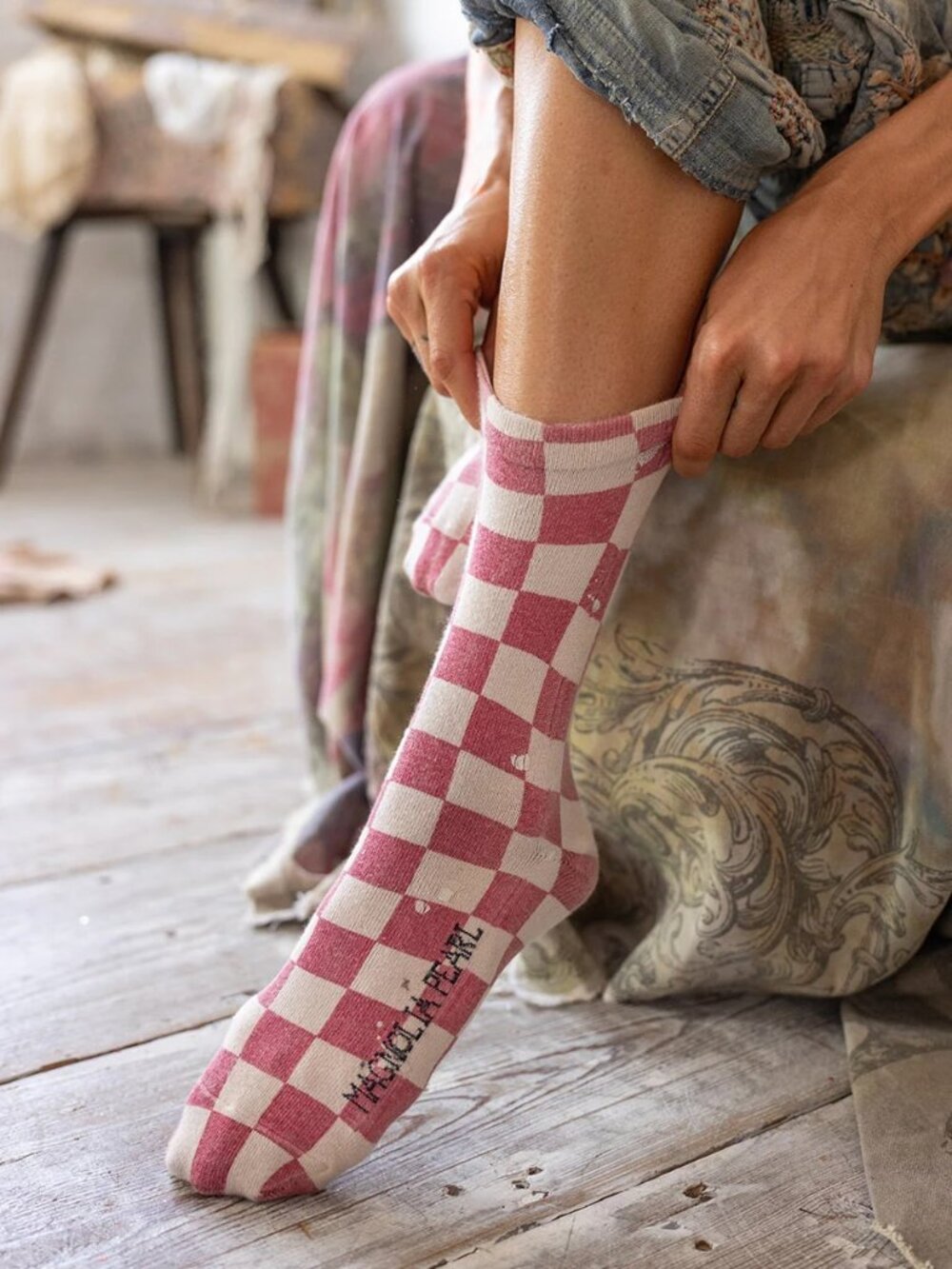 Magnolia Pearl Checkered MP Socks, Check Mate OS
